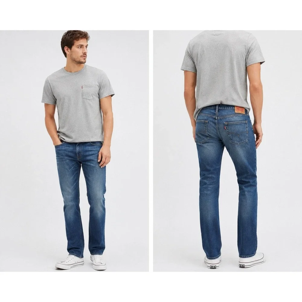 Levis 513 Slim Straight Jeans Mens 33x34 Medium Wash Blue Denim Pants